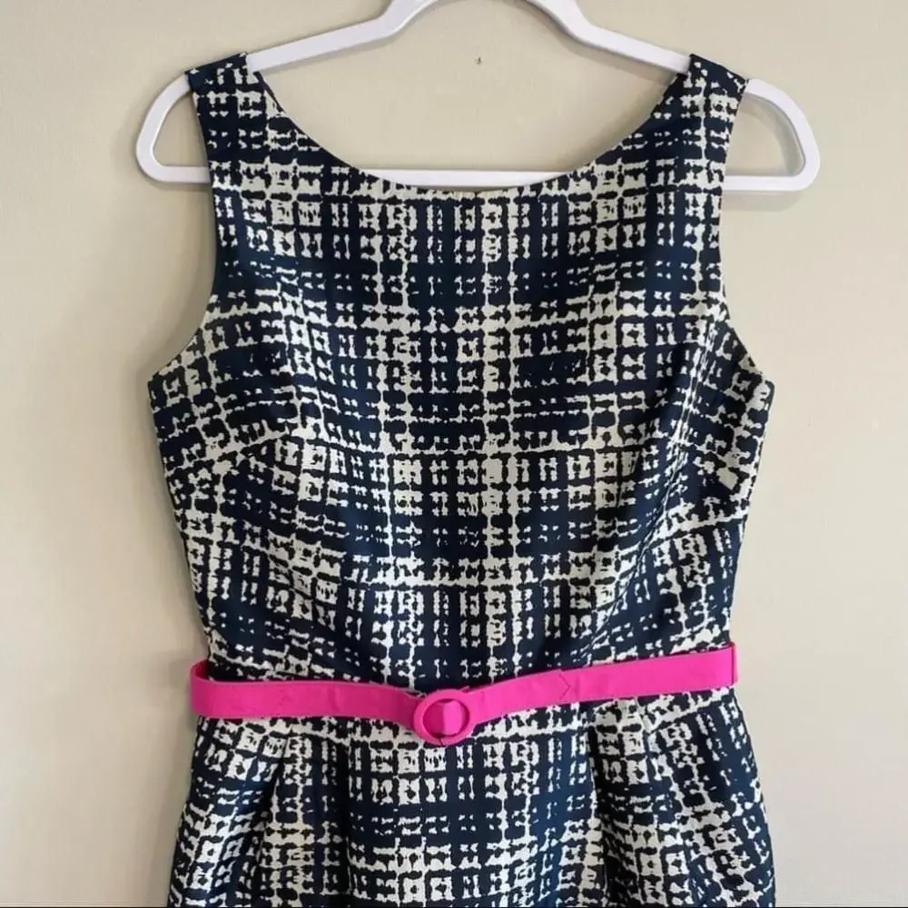 Eliza J Navy Patterned Fit & Flare - Fuscia Details - 8 - Vietnam